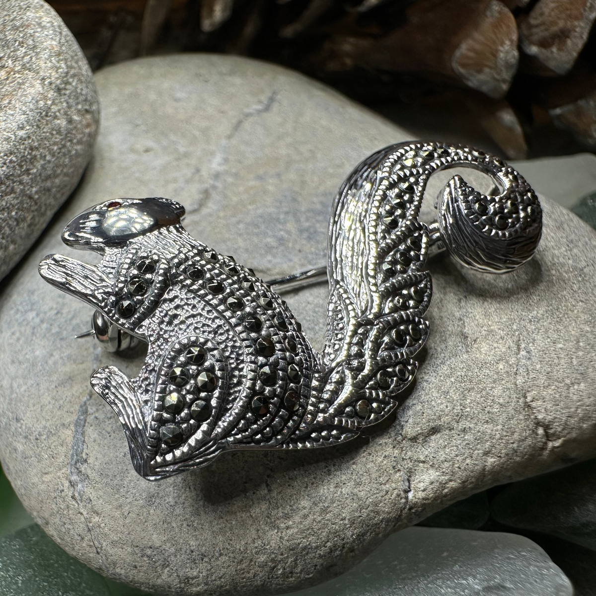 Sparkling Marcasite Squirrel Brooch | Brooch | Wiccan Center