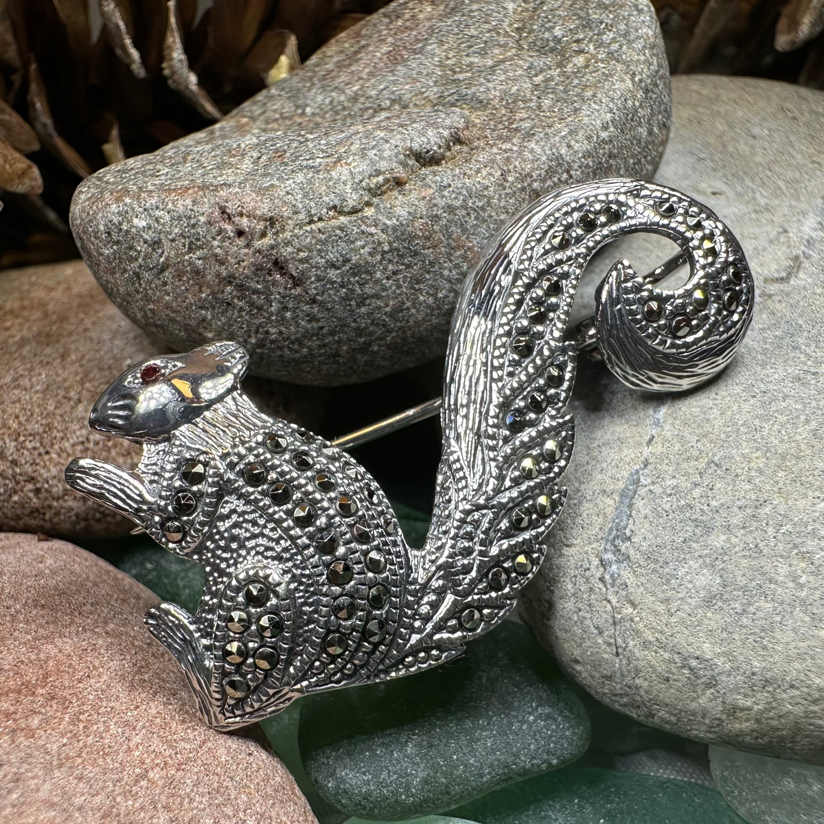 Sparkling Marcasite Squirrel Brooch | Brooch | Wiccan Center