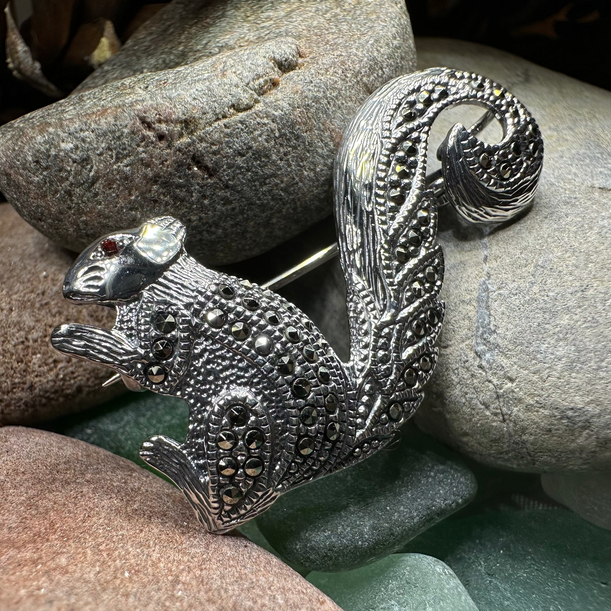 Sparkling Marcasite Squirrel Brooch | Brooch | Wiccan Center