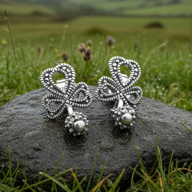Connemara Shamrock Post Earrings for Women | Post Earrings | Wiccan Center