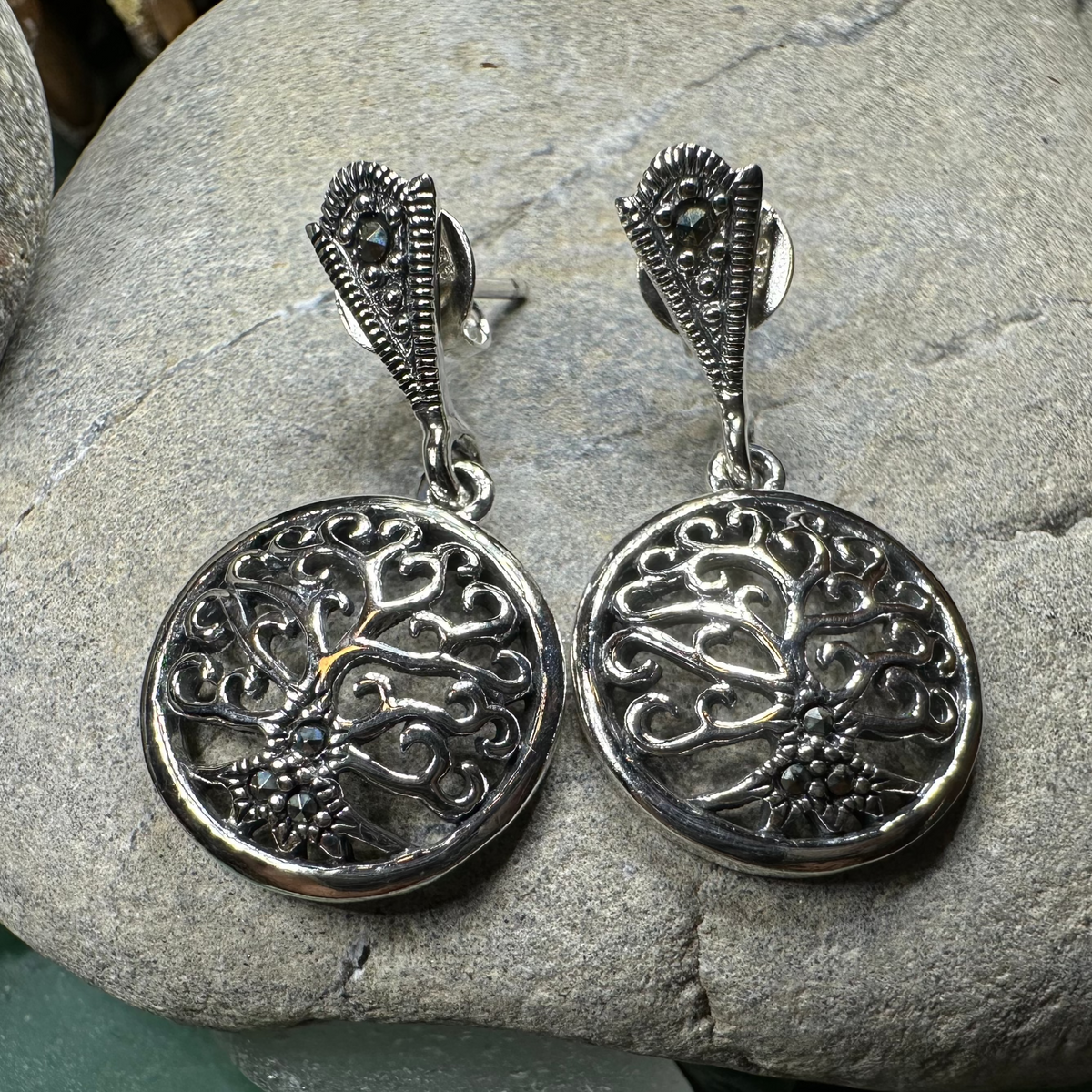 Marcasite Celtic Tree of Life Earrings in Sterling Silver | Dangle Earrings | Wiccan Center