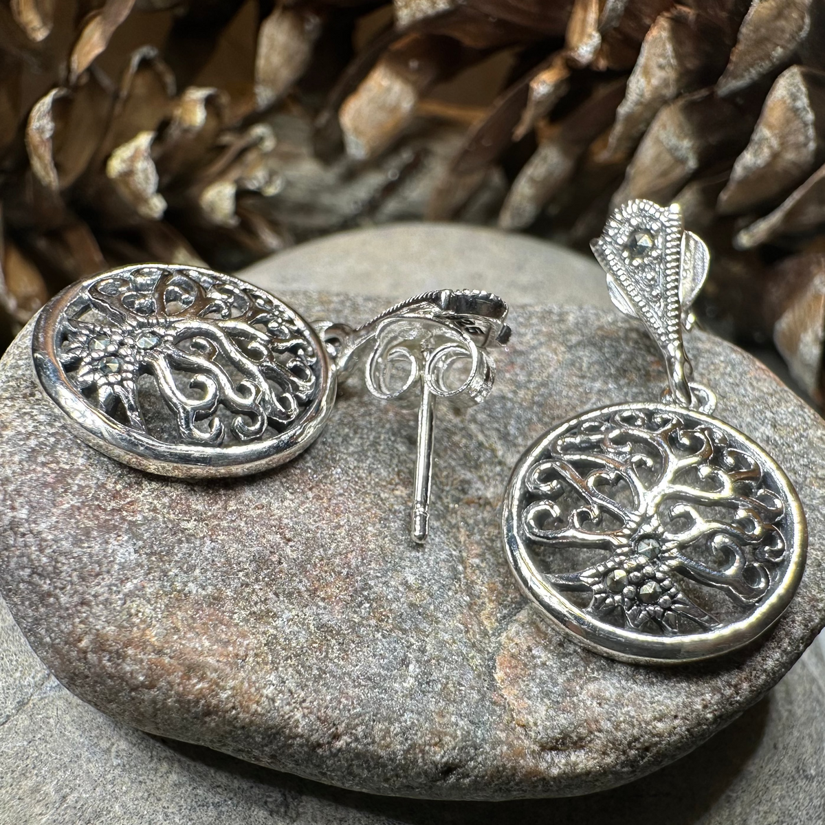 Marcasite Celtic Tree of Life Earrings in Sterling Silver | Dangle Earrings | Wiccan Center