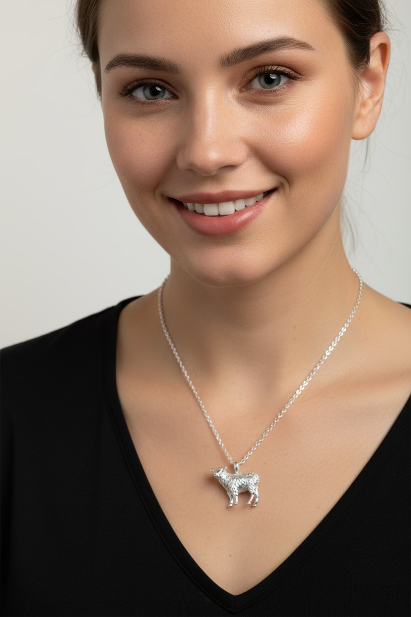 Realistic Sheep Necklace in Sterling Silver | Pendant | Wiccan Center