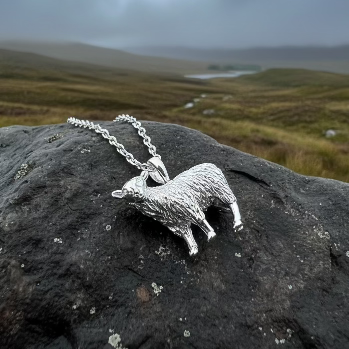 Realistic Sheep Necklace in Sterling Silver | Pendant | Wiccan Center