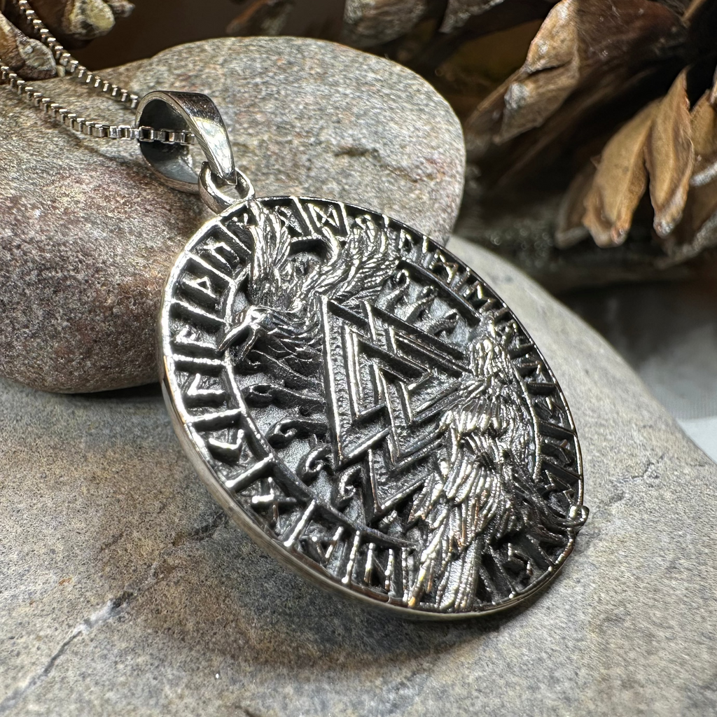 Skorr Viking Raven Necklace in Sterling Silver | Pendant | Wiccan Center