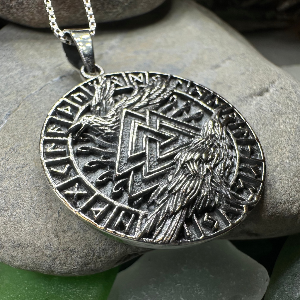 Skorr Viking Raven Necklace in Sterling Silver | Pendant | Wiccan Center