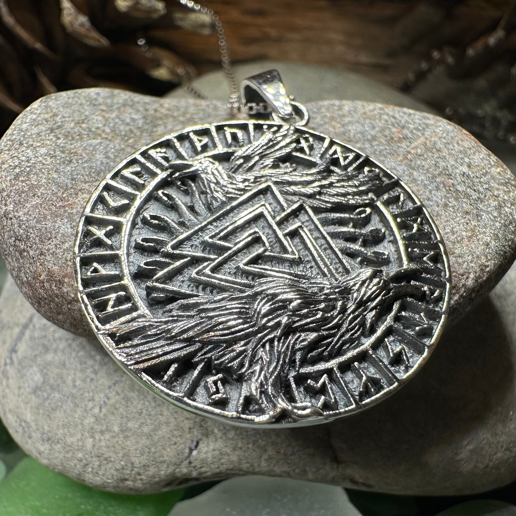 Skorr Viking Raven Necklace in Sterling Silver | Pendant | Wiccan Center