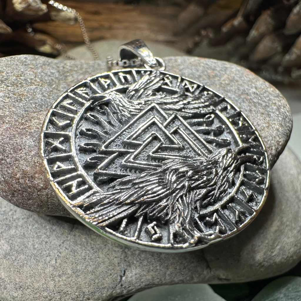 Skorr Viking Raven Necklace in Sterling Silver | Pendant | Wiccan Center