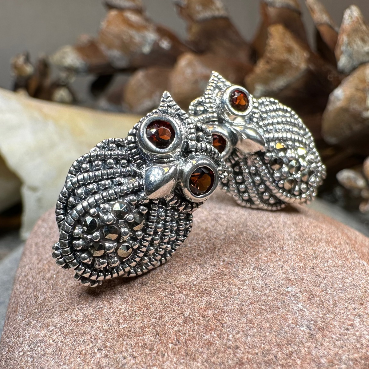 Owl Lover Marcasite Earrings | Post Earrings | Wiccan Center