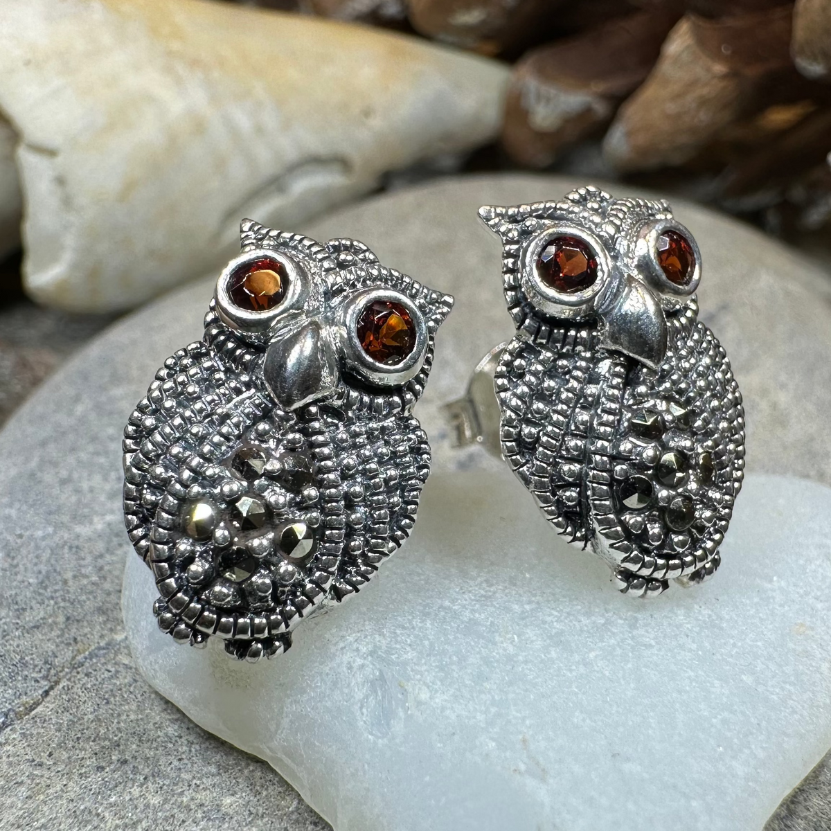 Owl Lover Marcasite Earrings | Post Earrings | Wiccan Center
