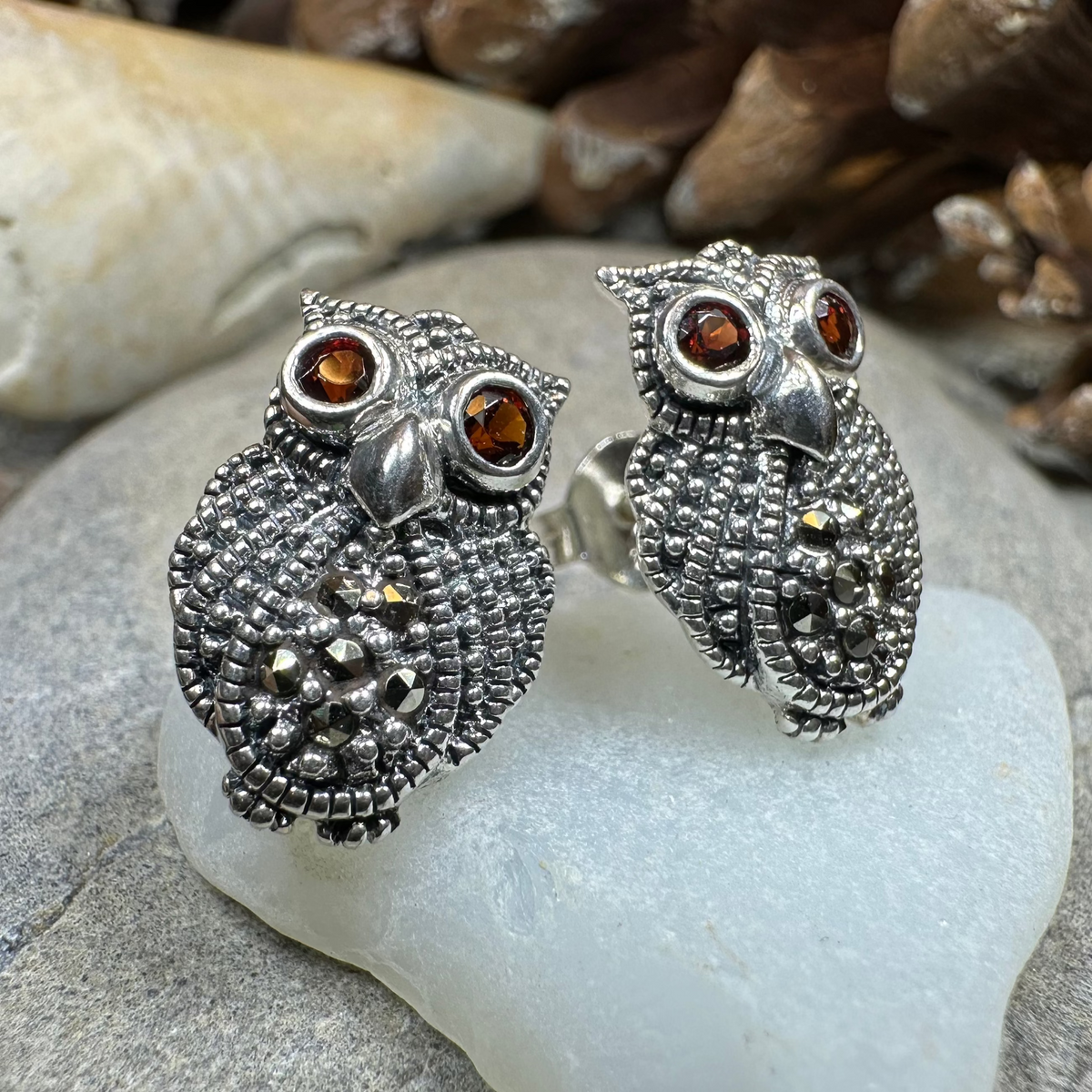 Owl Lover Marcasite Earrings | Post Earrings | Wiccan Center