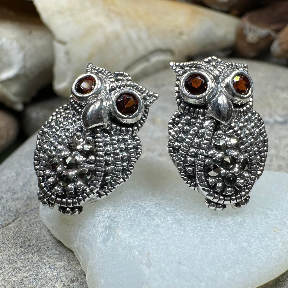 Owl Lover Marcasite Earrings | Post Earrings | Wiccan Center