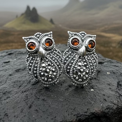 Owl Lover Marcasite Earrings | Post Earrings | Wiccan Center