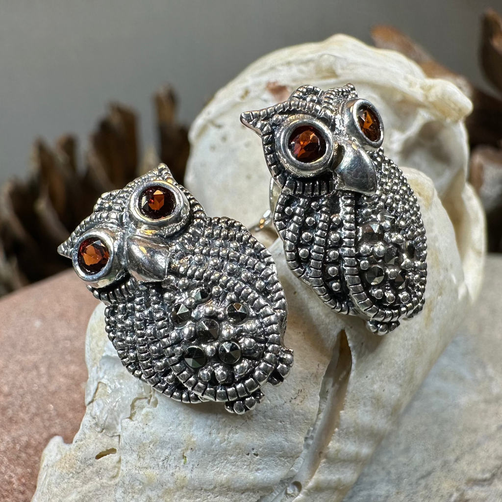 Owl Lover Marcasite Earrings | Post Earrings | Wiccan Center