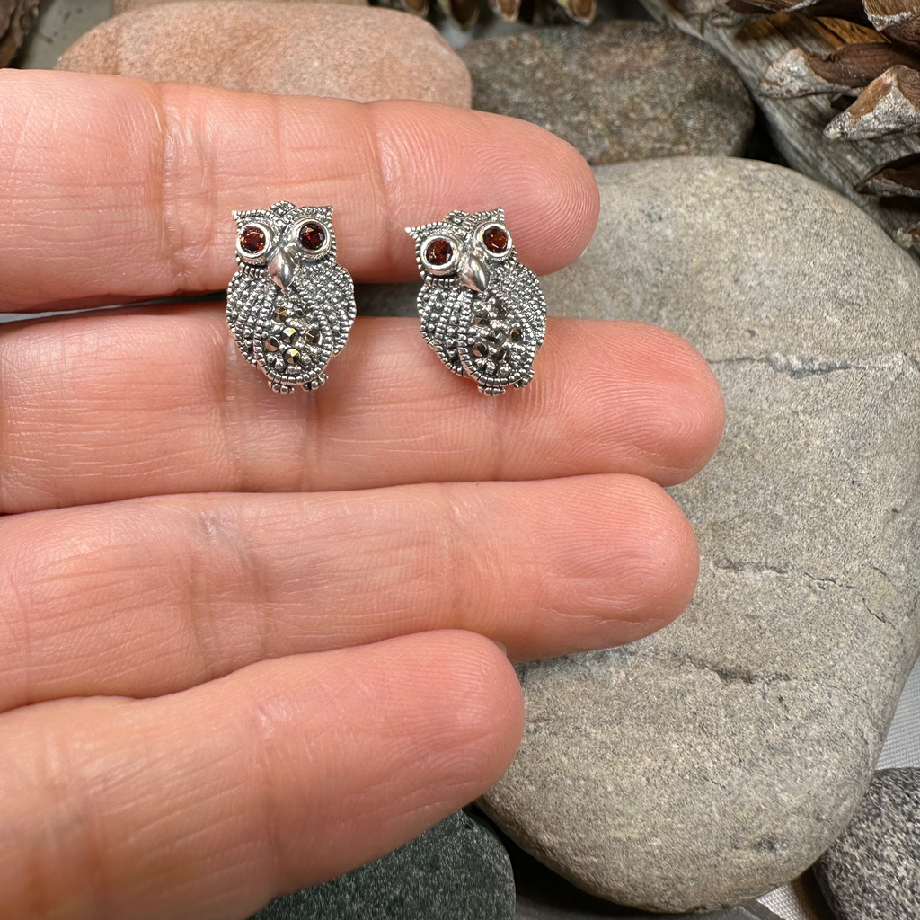 Owl Lover Marcasite Earrings | Post Earrings | Wiccan Center