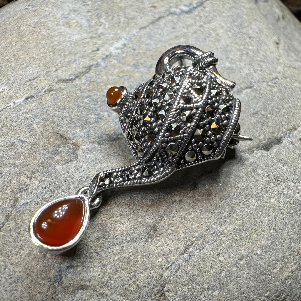 Spot of Tea Teapot Brooch in Sterling Silver | Brooch | Wiccan Center