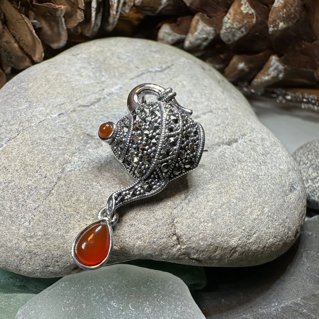 Spot of Tea Teapot Brooch in Sterling Silver | Brooch | Wiccan Center