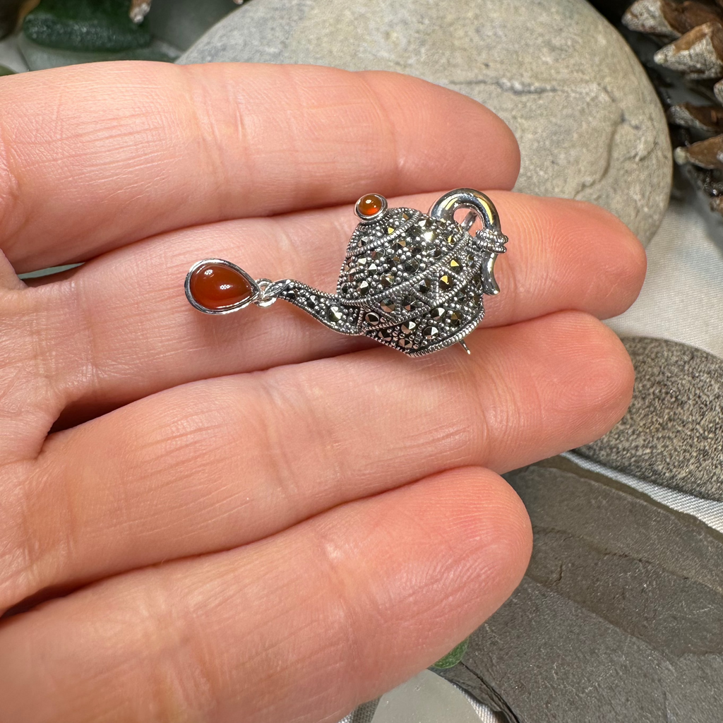 Spot of Tea Teapot Brooch in Sterling Silver | Brooch | Wiccan Center