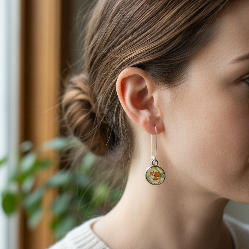 Autumn Nap Fox Earrings - Handmade in the U.S.A. | Dangle Earrings | Wiccan Center