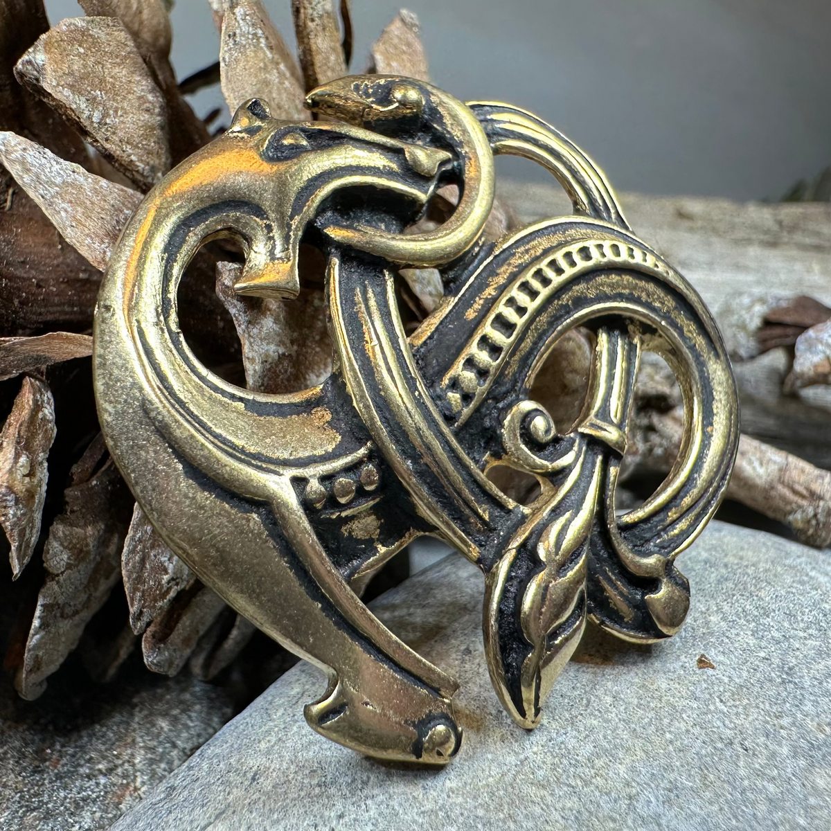 Bronze Viking Dragon Brooch - Bronze Historical Reproduction Pin | Brooch | Wiccan Center
