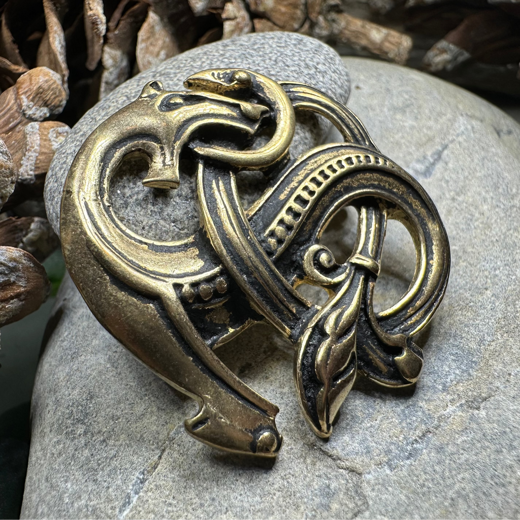 Bronze Viking Dragon Brooch - Bronze Historical Reproduction Pin | Brooch | Wiccan Center