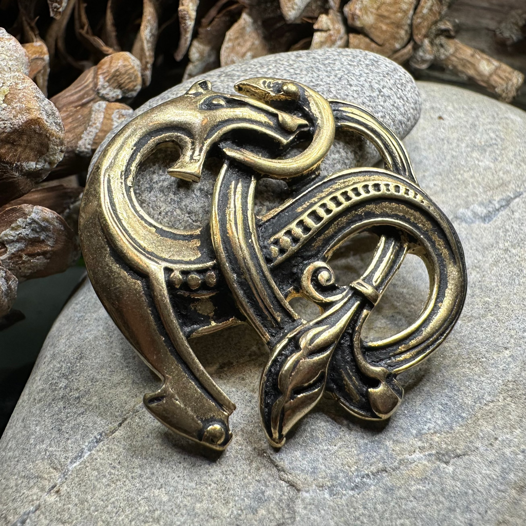 Bronze Viking Dragon Brooch - Bronze Historical Reproduction Pin | Brooch | Wiccan Center