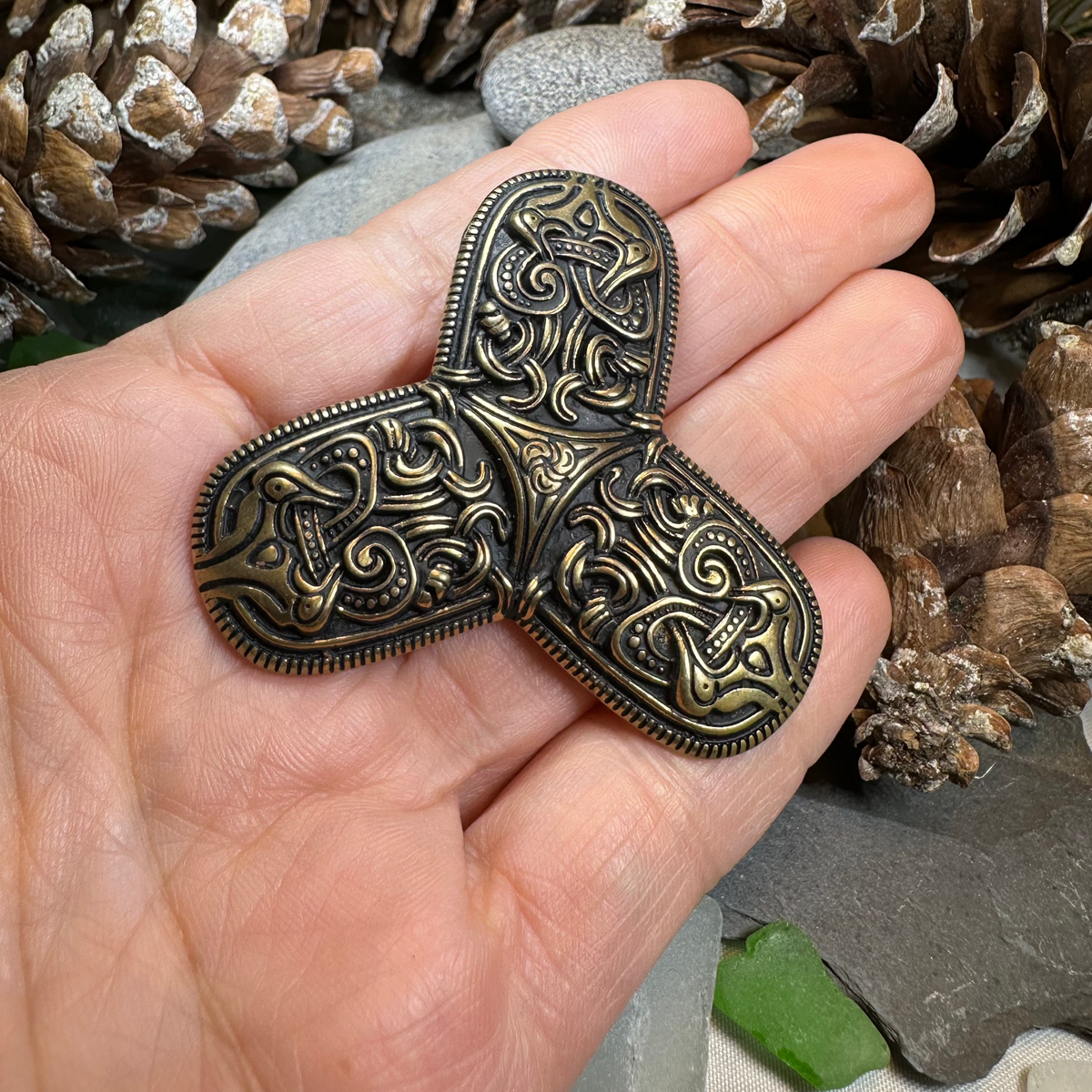 Large Upland Viking Trefoil Brooch - Bronze Historical Reproduction Pin | Brooch | Wiccan Center