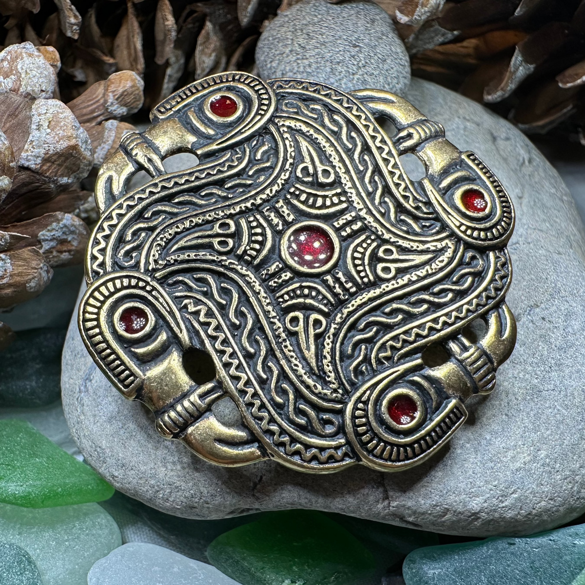 Merovingian Red Bird Brooch - Bronze Historical Reproduction Pin | Brooch | Wiccan Center