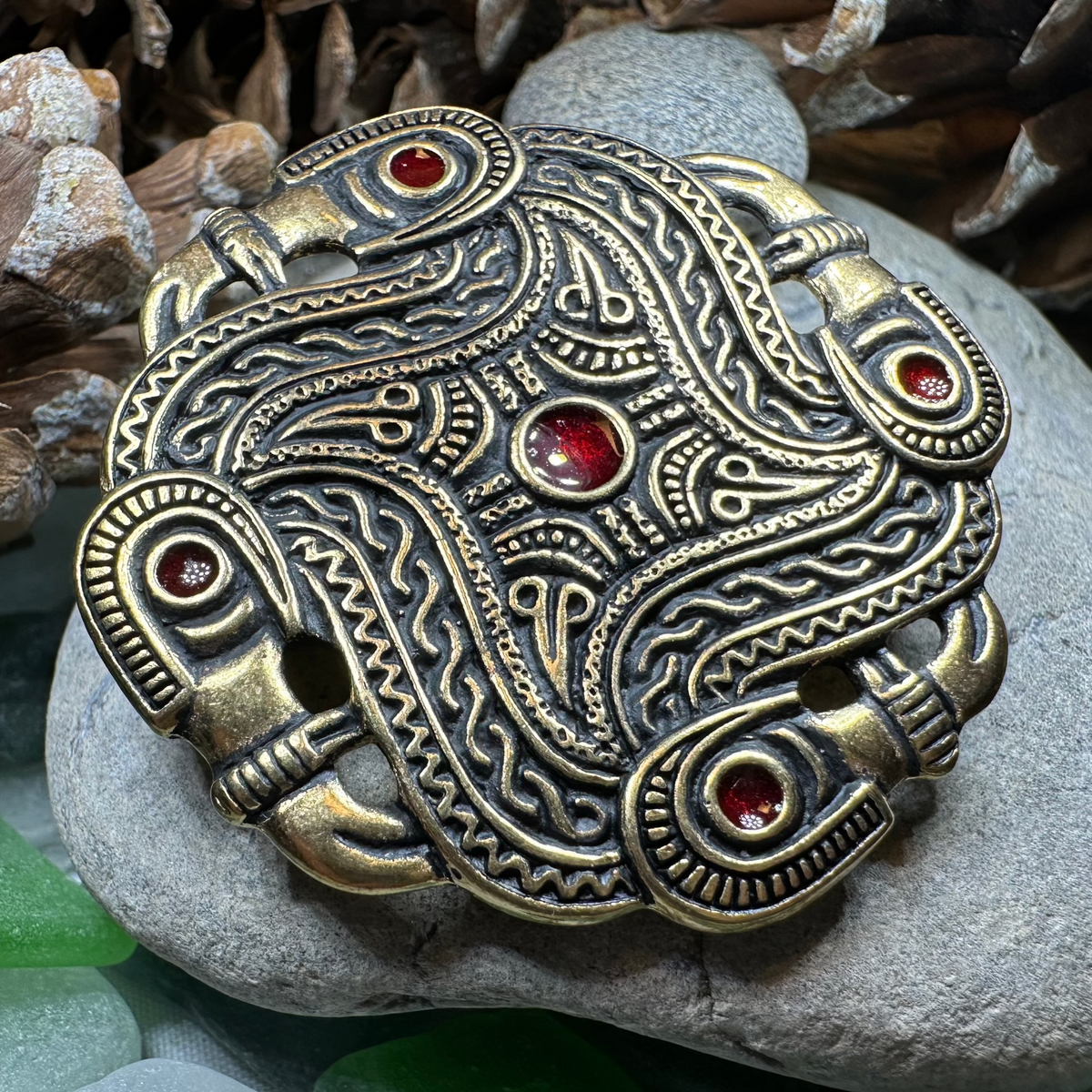 Merovingian Red Bird Brooch - Bronze Historical Reproduction Pin | Brooch | Wiccan Center
