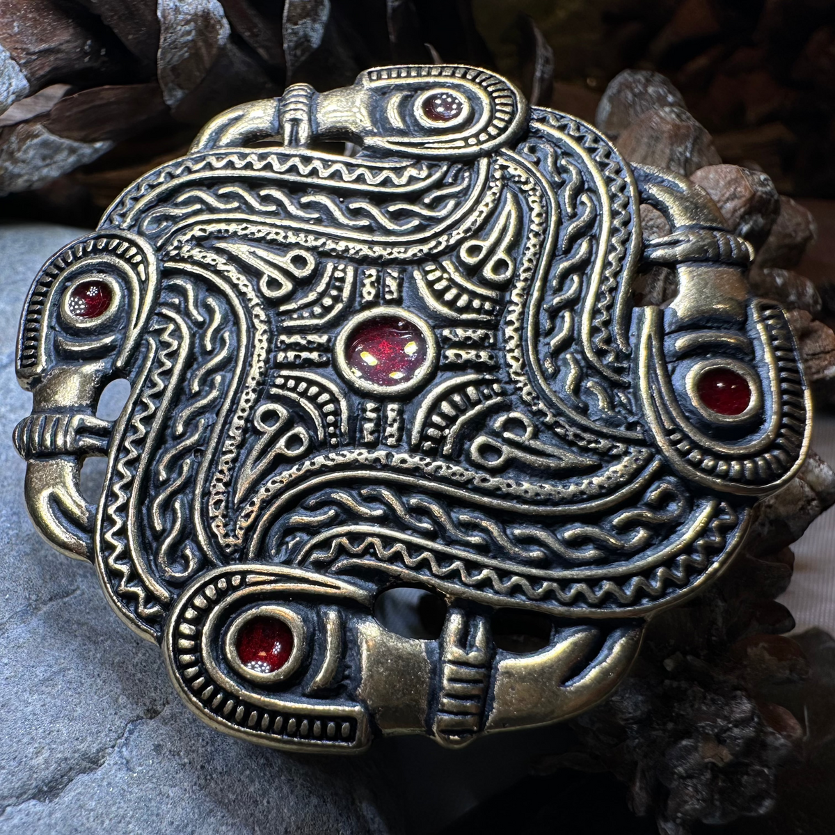 Merovingian Red Bird Brooch - Bronze Historical Reproduction Pin | Brooch | Wiccan Center