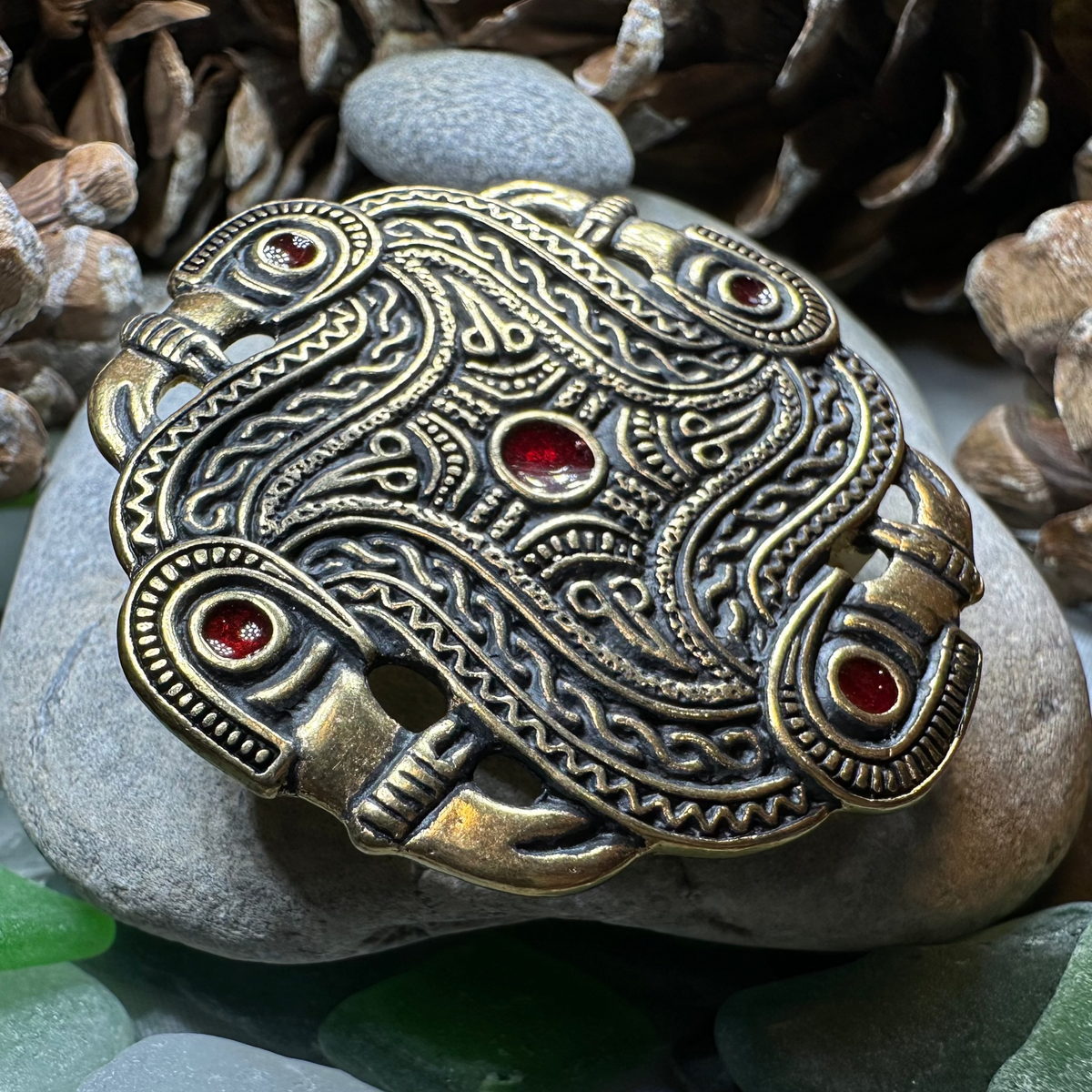 Merovingian Red Bird Brooch - Bronze Historical Reproduction Pin | Brooch | Wiccan Center