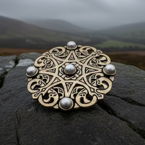 Large Trewhiddle Celtic Medieval Brooch - Bronze Historical Reproduction Pin | Brooch | Wiccan Center