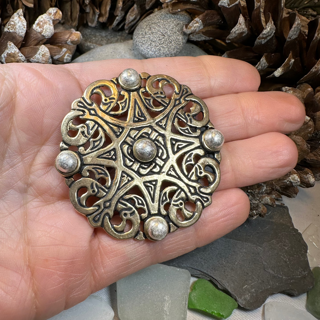 Large Trewhiddle Celtic Medieval Brooch - Bronze Historical Reproduction Pin | Brooch | Wiccan Center