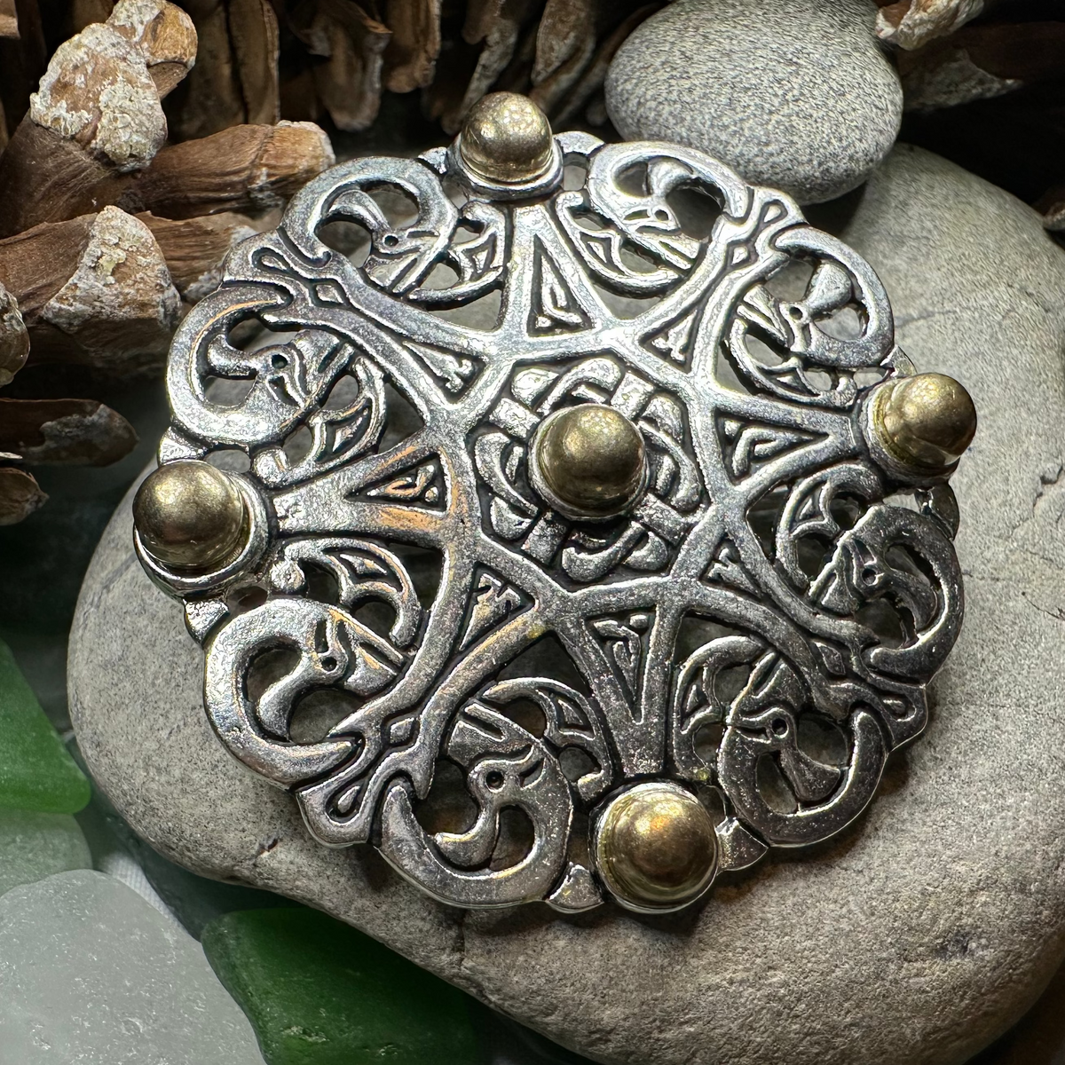 Large Trewhiddle Celtic Medieval Brooch - Bronze Historical Reproduction Pin | Brooch | Wiccan Center