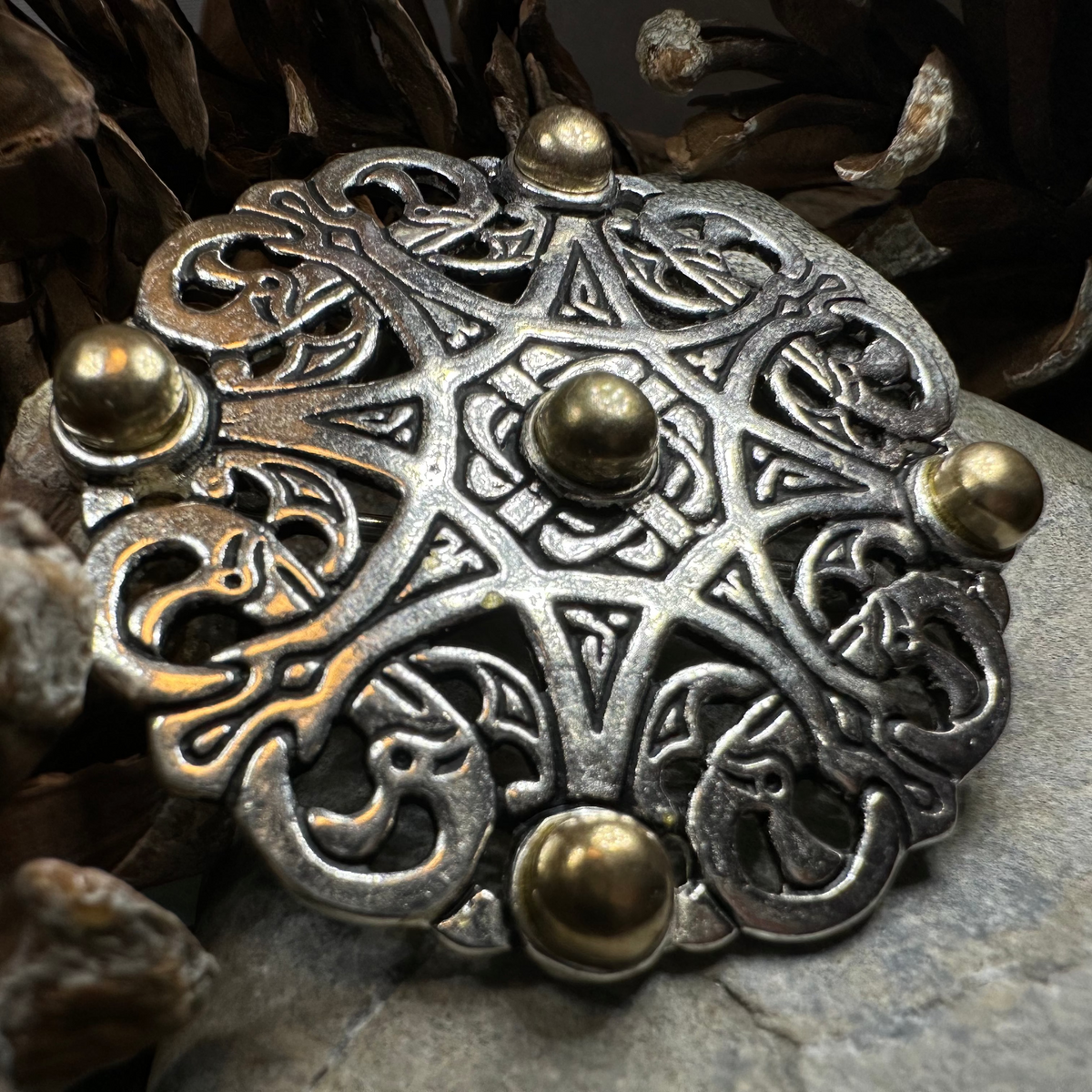Large Trewhiddle Celtic Medieval Brooch - Bronze Historical Reproduction Pin | Brooch | Wiccan Center
