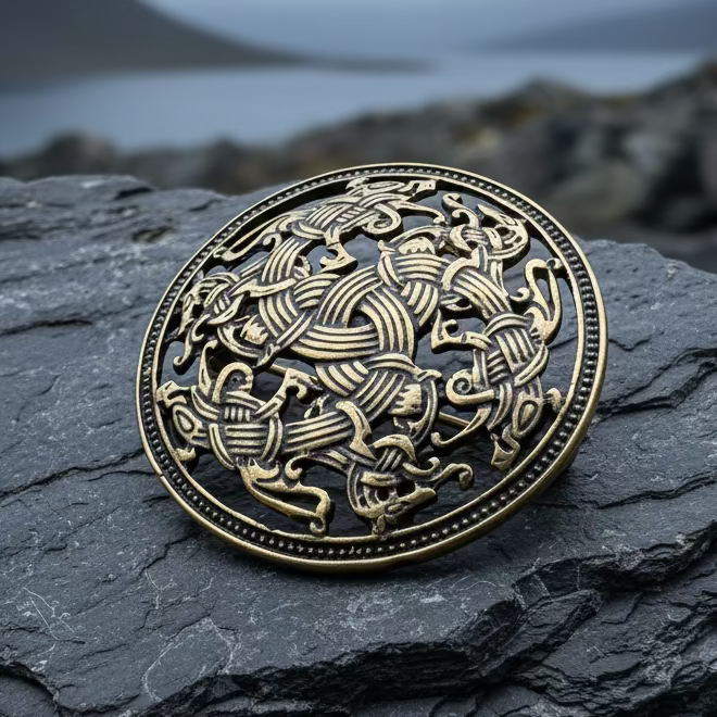 Ringerike Viking Brooch - Bronze Historical Reproduction Pin | Brooch | Wiccan Center