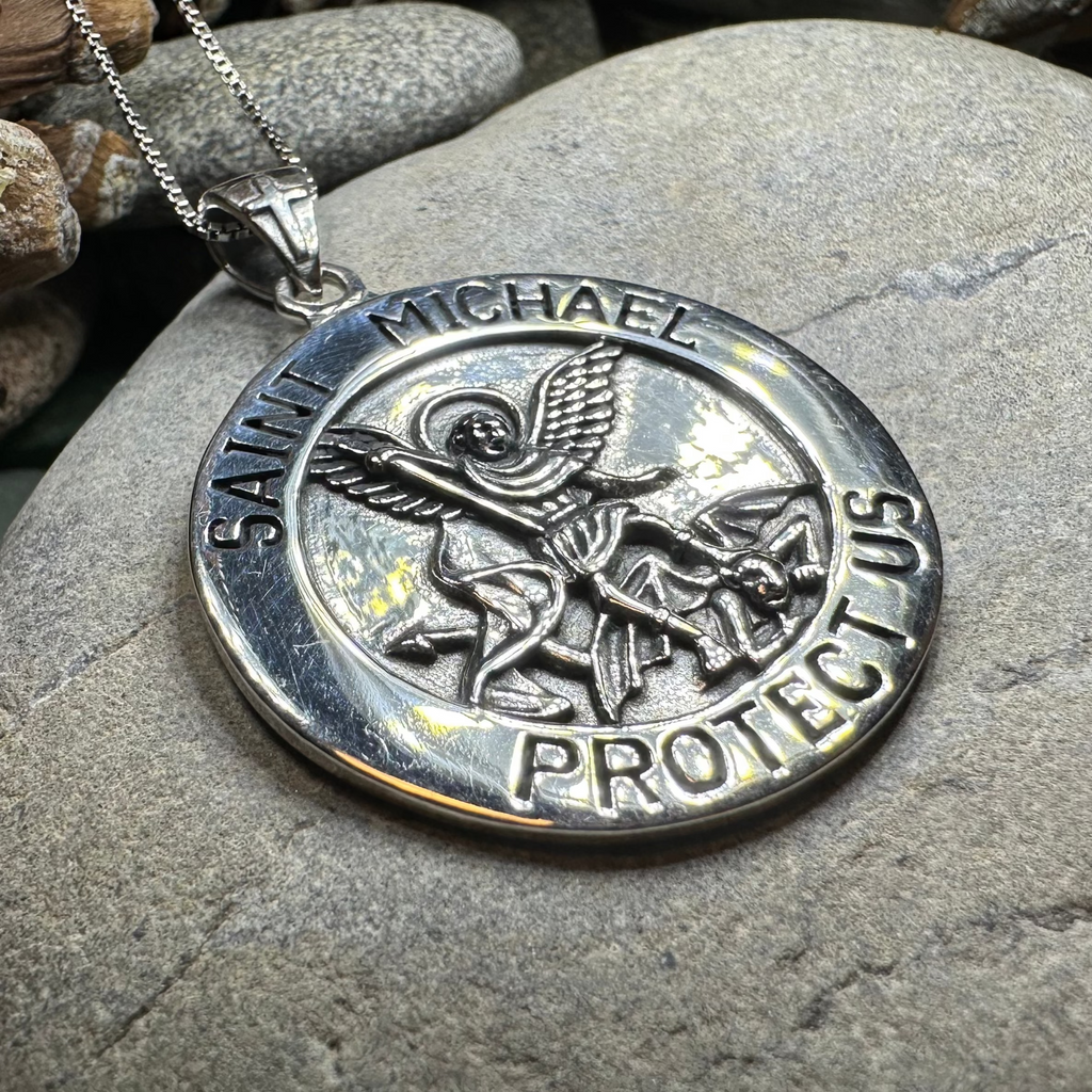 Protect Us Saint Michael Pendant in Sterling Silver | Pendant | Wiccan Center