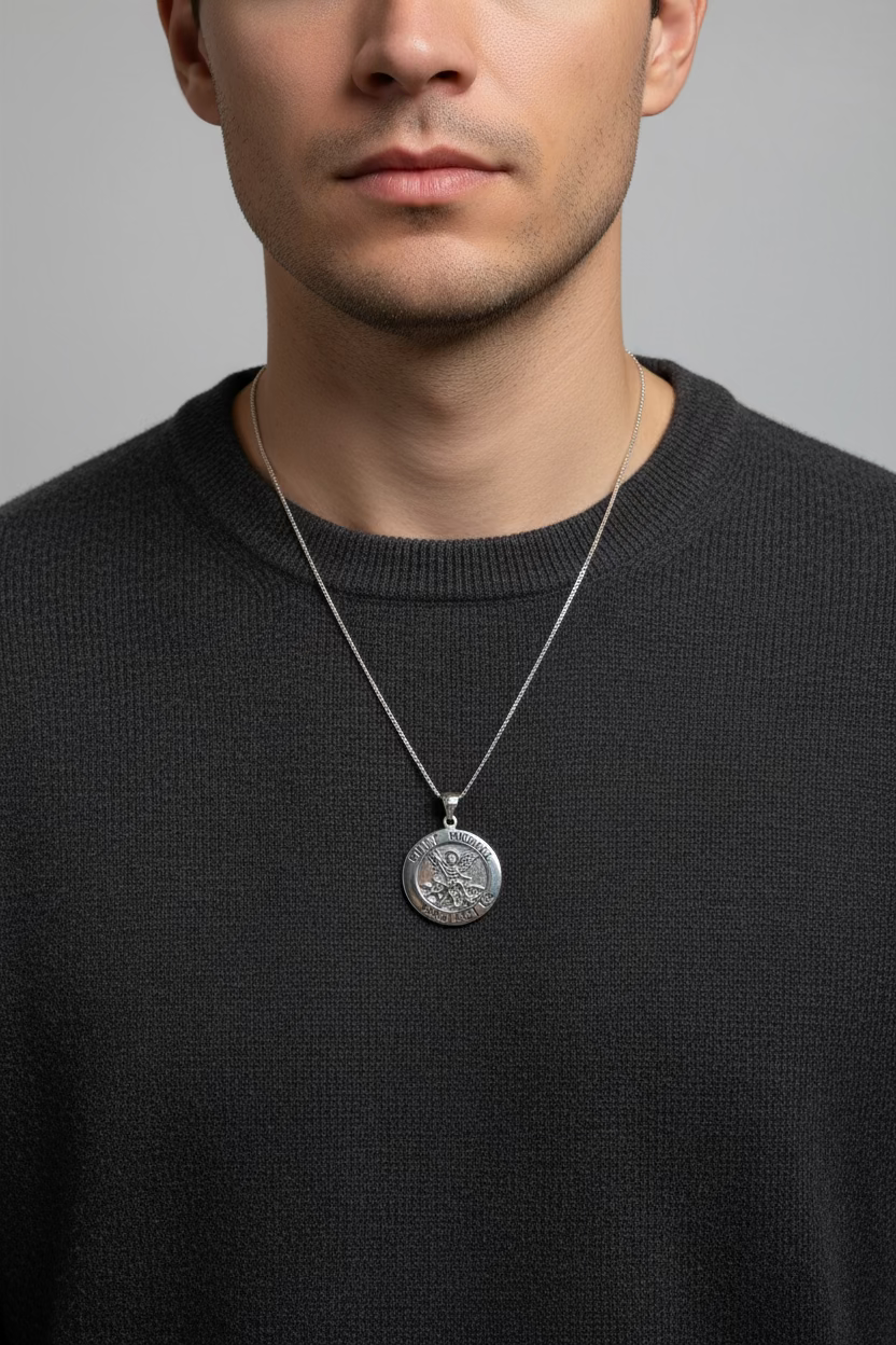 Protect Us Saint Michael Pendant in Sterling Silver | Pendant | Wiccan Center
