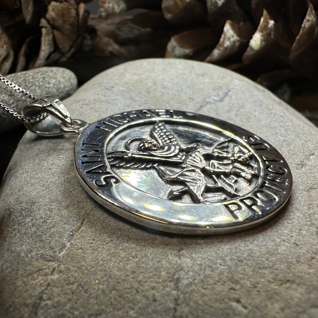 Protect Us Saint Michael Pendant in Sterling Silver | Pendant | Wiccan Center