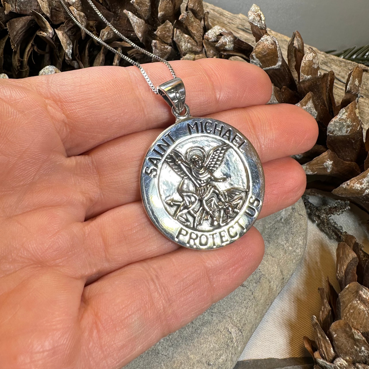 Protect Us Saint Michael Pendant in Sterling Silver | Pendant | Wiccan Center
