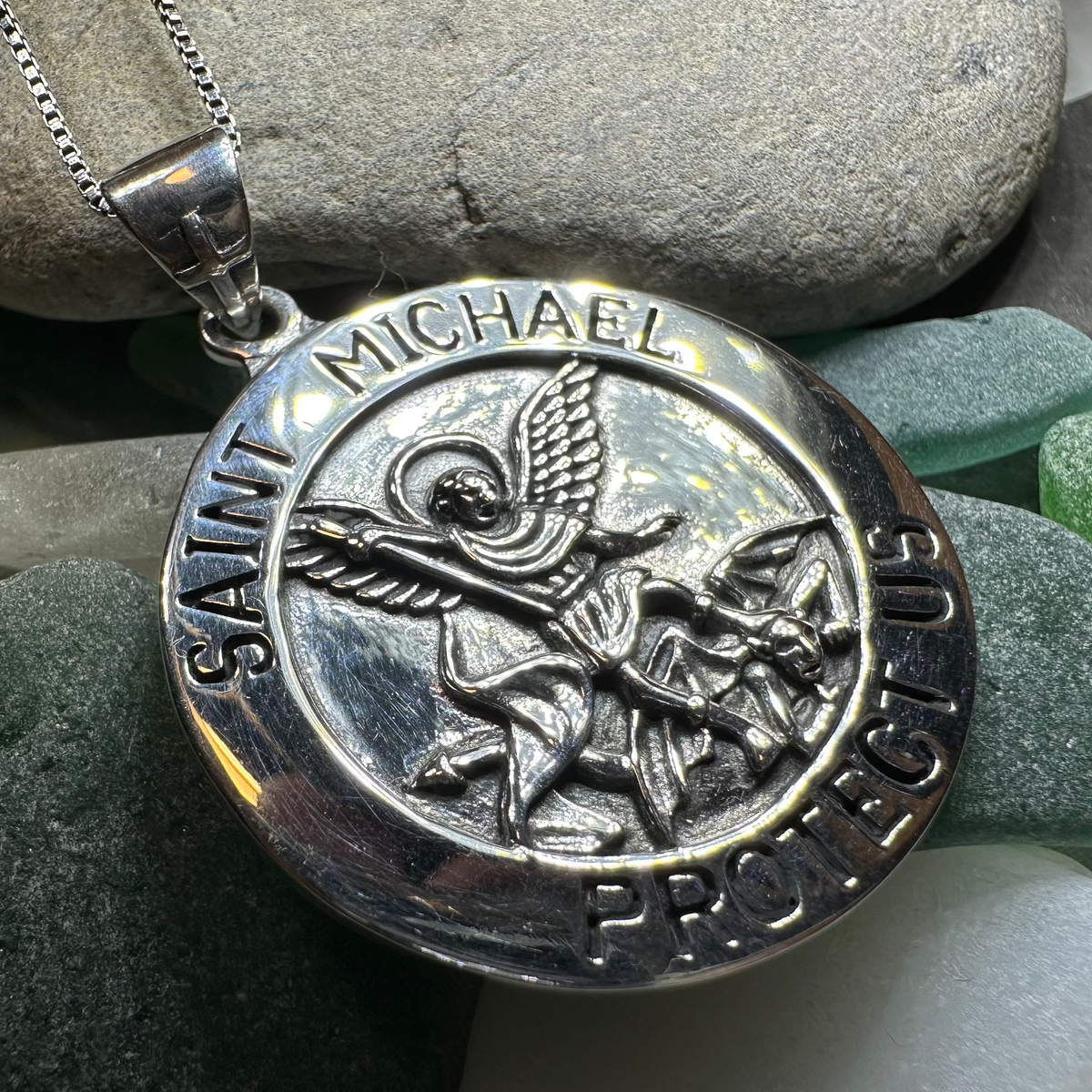 Protect Us Saint Michael Pendant in Sterling Silver | Pendant | Wiccan Center