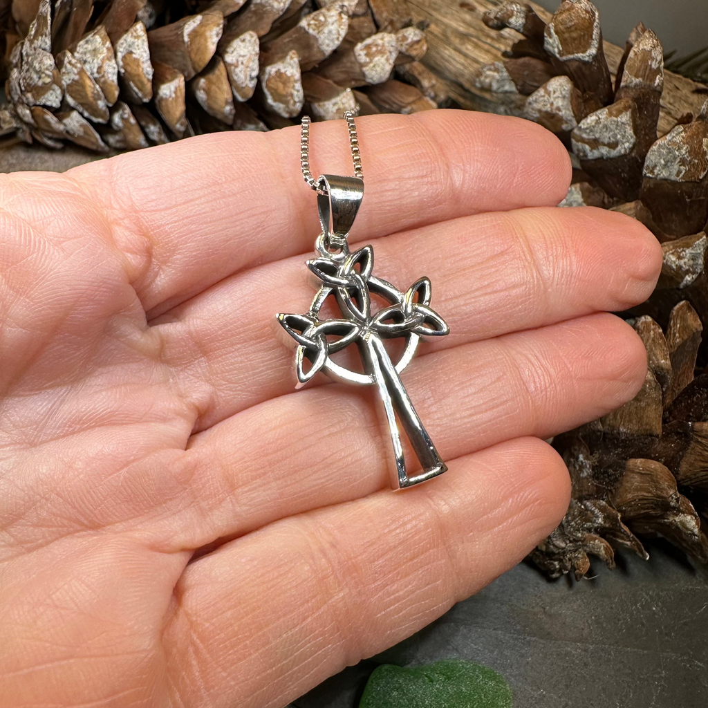 Trinity Celtic Cross Necklace in Sterling Silver | Pendant | Wiccan Center