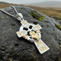 Tri-Color Irish Claddagh Cross Necklace | Pendant | Wiccan Center