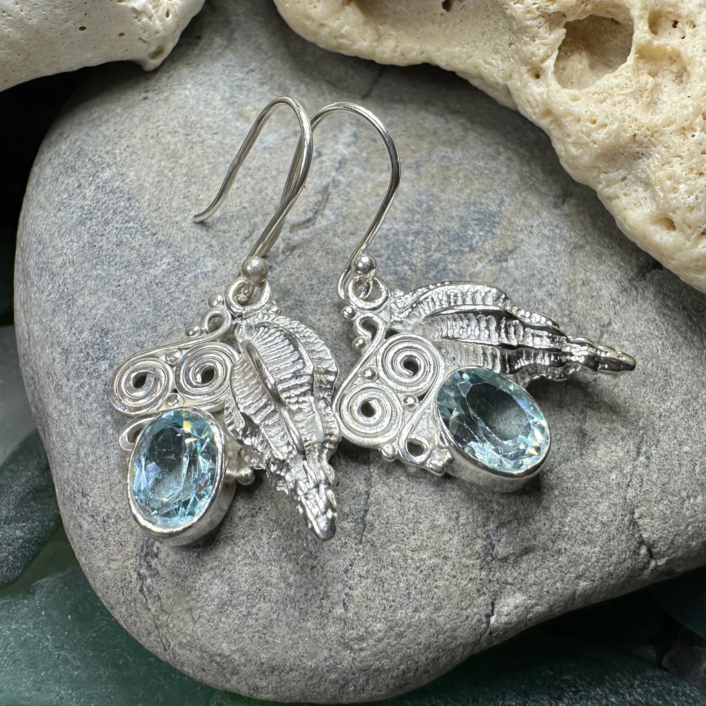 Blue Ocean Shell Earrings | Dangle Earrings | Wiccan Center