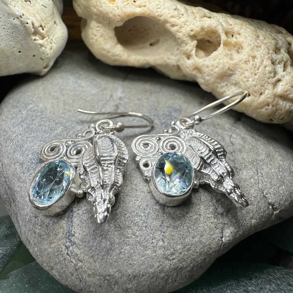 Blue Ocean Shell Earrings | Dangle Earrings | Wiccan Center