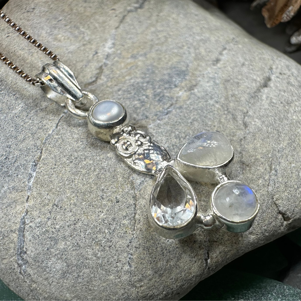 Misty Morning Moonstone Owl Necklace | Pendant | Wiccan Center