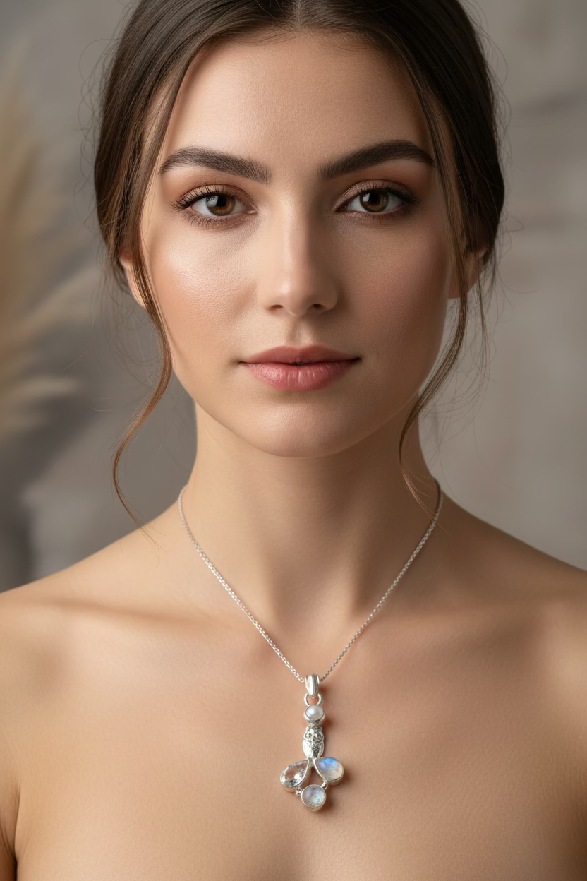 Misty Morning Moonstone Owl Necklace | Pendant | Wiccan Center
