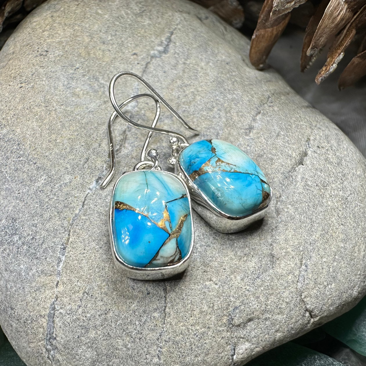 Classic Copper Turquoise Earrings | Dangle Earrings | Wiccan Center