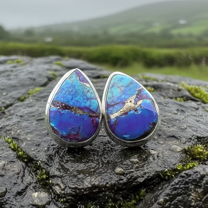 Classic Copper Turquoise Post Earrings | Post Earrings | Wiccan Center
