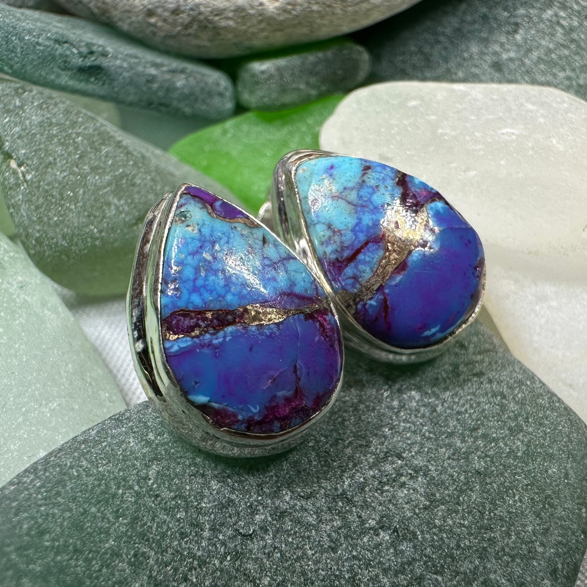 Classic Copper Turquoise Post Earrings | Post Earrings | Wiccan Center